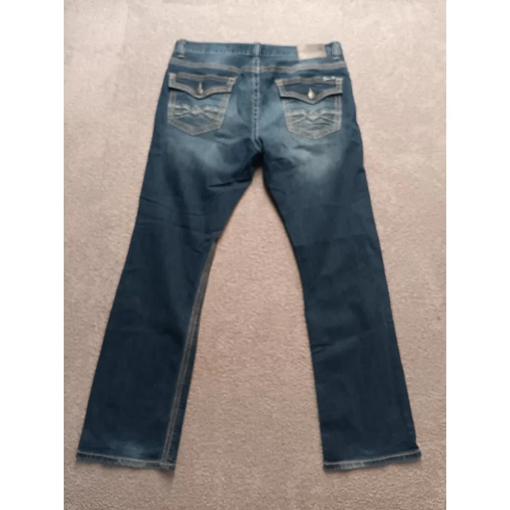 Seven7 Straight Jeans 36x34 Dark Wash Heavy Stitch‎ Western Denim